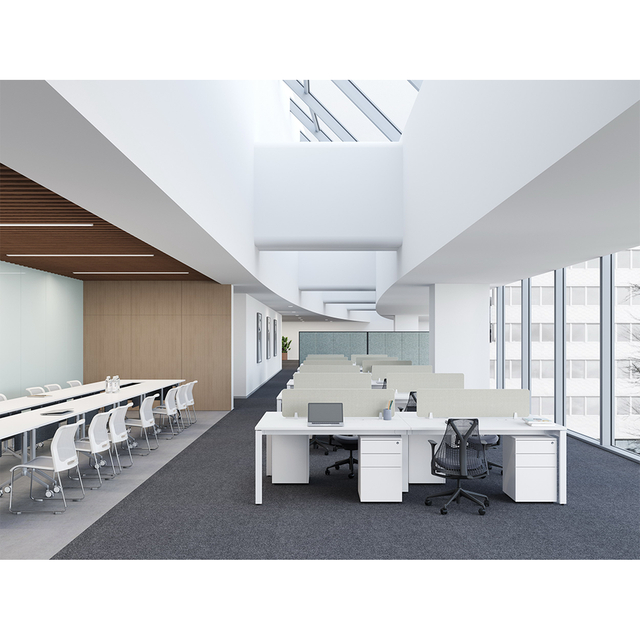 مكتب المكاتب الكلاسيكية المكتبة بكفاءة على شكل حرف L مع أرفف وأدراج للمكاتب عالية الكثافة والحرم الجامعي