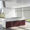 مكتب Office Advanced Office بسيط للموظفين بتصميم الحد الأدنى مع رف التخزين ومنفذ الطاقة