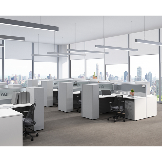 حجم مخصص الأثاث الأبيض الحديث 2 4 6 8 شخص مكتب مكتب العمل المكتبي