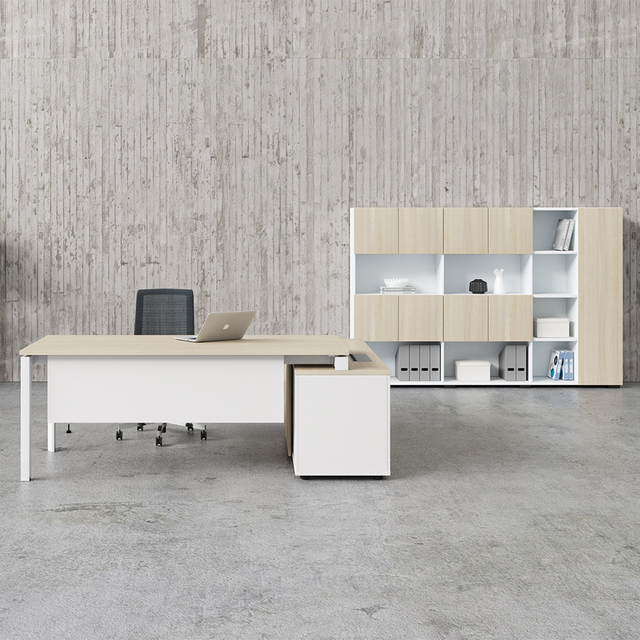 طاولة Office Company العالية المخصصة العالية المخصصة للمكتب الخشبي الطاولة الرئيسية مع CABINET للمدير